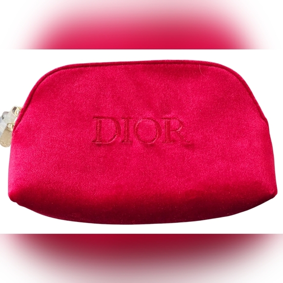 Christian Dior Red Velvet Pouch with Logo and Rouge Dior Lipstick #558. New! - Picture 2 of 11